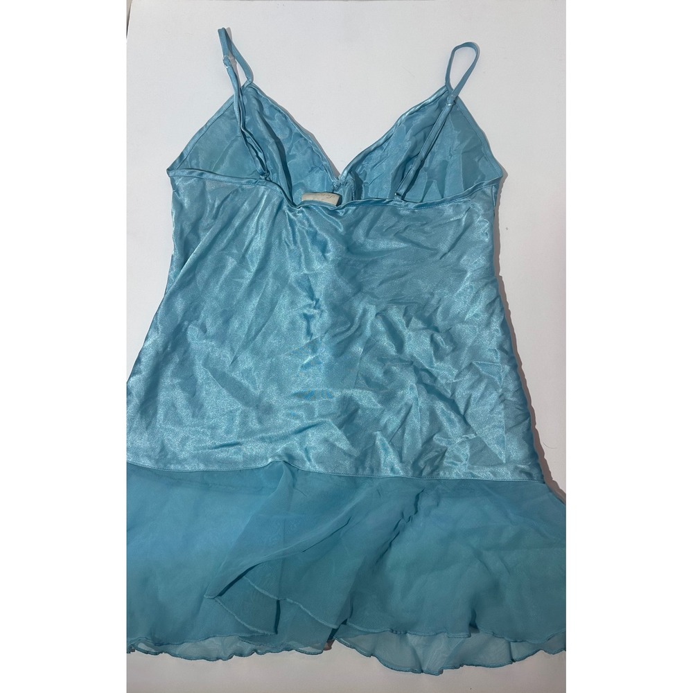 Secret Treasures Blue Satin Floral Embroidered Chemise Nightgown - Picture 4 of 9